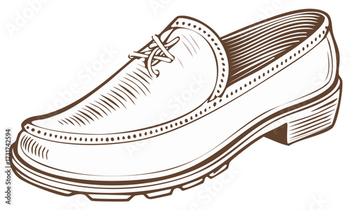 Stylish Men's Loafer Shoe Outline Drawing Classic Formal Footwear Elegance
