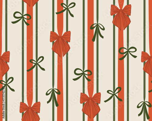 hand drawn christmas bows seamless vector pattern for festive wrapping paper and holiday textile design