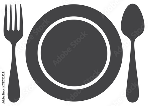 Essential Dining Utensils Flat Illustration Plate Spoon Fork Table Setting Preparation Meal Symbol