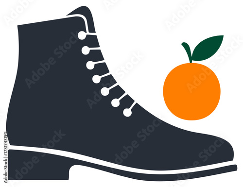 Stylized Vector Graphic of Boot and Orange Depicts a Novel Conceptual Connection