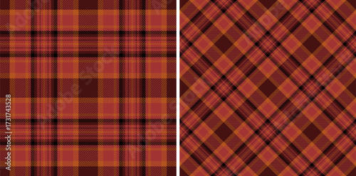 Texture seamless plaid of vector tartan check with a background pattern fabric textile. Set in halloween colors. Modern rug designs for home decor.