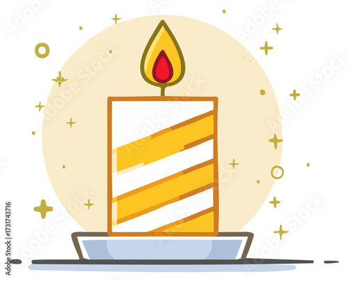 Stylized Holiday Candle Flame and Stripes Decorative Festive Celebration Brightness