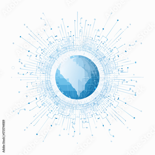 Scientific vector illustration quantum computer technology. Plexus fiction effect. Deep learning artificial intelligence. Big data algorithms visualization. Quantum explosion background.