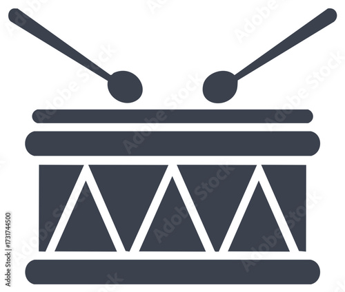 Simple Drum and Drumsticks Icon Music Rhythm Beat Percussion Instrument