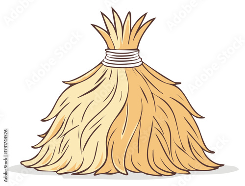 Illustration of a tied haystack or straw bale a symbol of autumn harvest and rural farm life