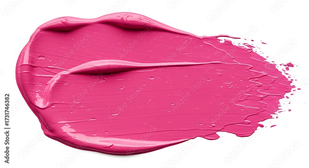 Fototapeta premium Vibrant pink lipstick smear on white surface showing smooth texture detail