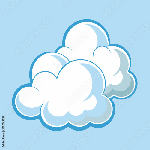 Cartoon clouds floating in a light blue sky white