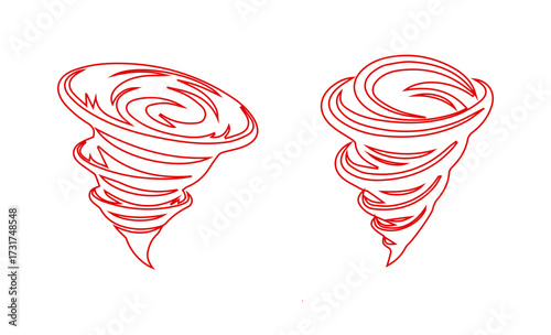 Destructive Tornado Spiral Outline Icon - Extreme Weather Cyclone Windstorm Line Art Vector	