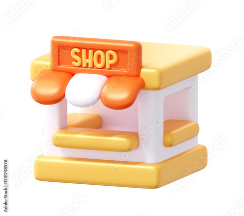 3D Shop Store Icon for Online Ecommerce and Marketplace
