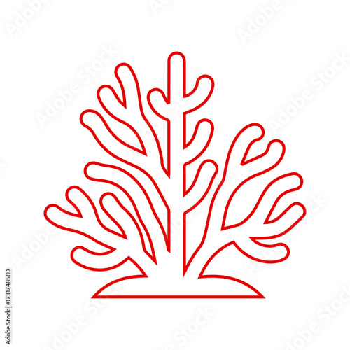 Underwater Coral Reef Outline Icon - Ocean Marine Life Sea Environment Line Art Vector	