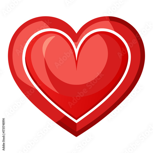 Red Heart With White Outline On White Background love