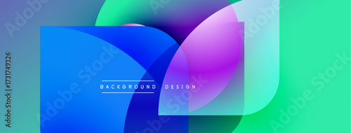 Abstract vibrant overlapping shapes create modern background. Gradient colors blend, forming dynamic visual composition. Design feels fluid, energetic.