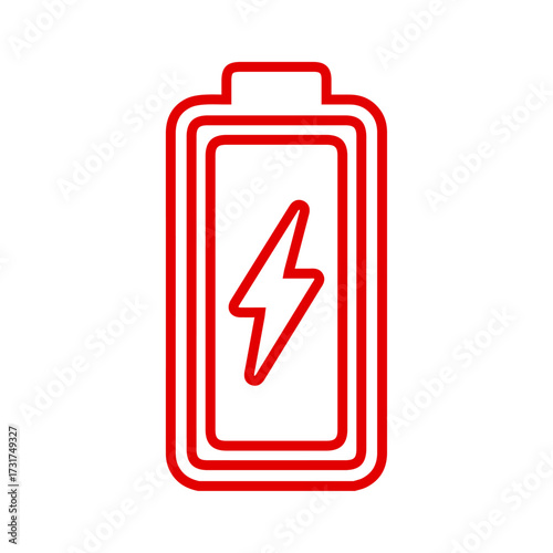 Low Battery Charging Outline Icon - Power, Energy, and Electronic Device Line Art Vector	
