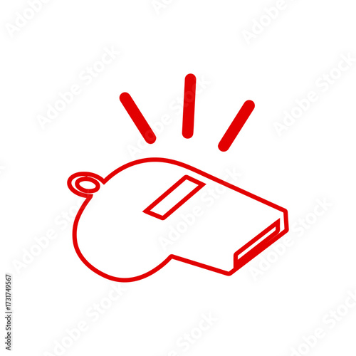 Sports Referee Whistle Outline Icon - Game, Coach, and Competition Signal Line Art Vector	