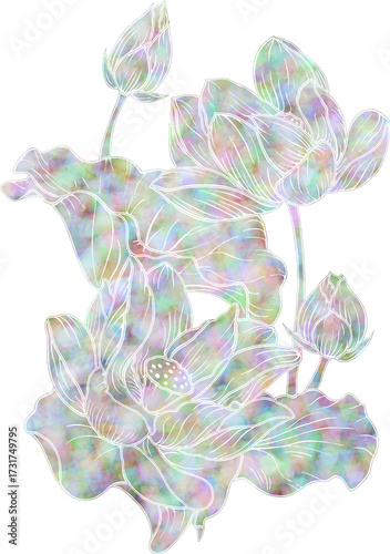 연꽃 자개 민화 : Lotus Mother-of-Pearl Minhwa