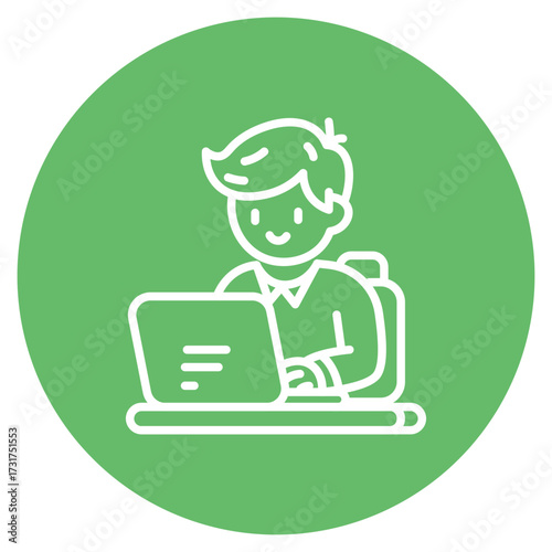 Student using Laptop icon vector image. Can be used for Online Education.