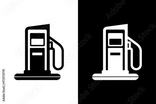 Gas Station Silhouette in Black and White.