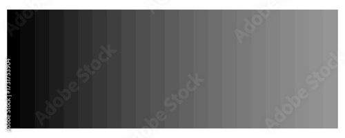 Grayscale gradient palette bar. Black to white shading. Rectangular Vector shape. Monochrome tone transition.