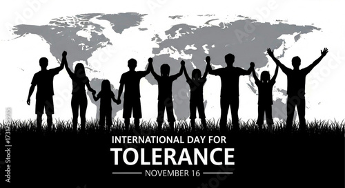 Silhouetted Group Holding Hands Celebrating International Day for Tolerance