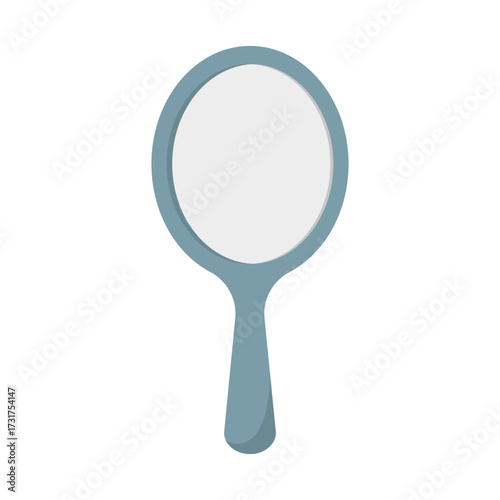 Hand mirror icon. Oval looking glass. Personal beauty tool. Cosmetic Vector object.