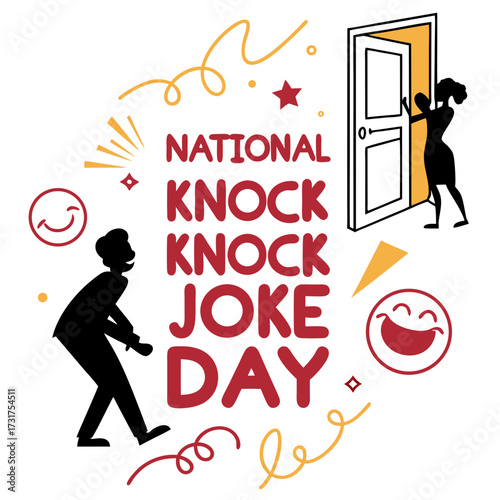 NATIONAL KNOCK KNOCK JOKE DAY vector illustration