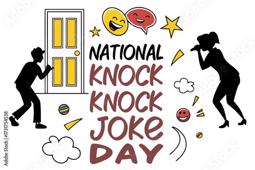 NATIONAL KNOCK KNOCK JOKE DAY vector illustration