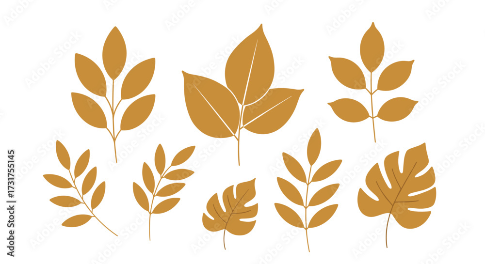 Fototapeta premium A collection of stylized autumn leaves in warm earthy tones. .