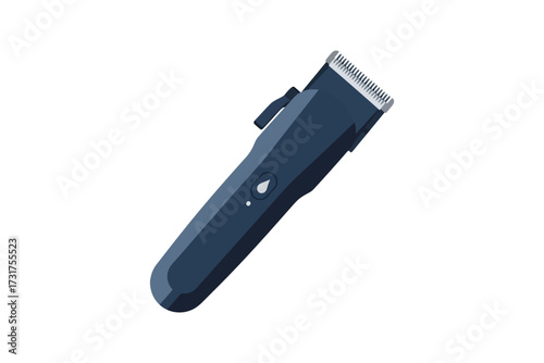 Vector art of electric hair clipper cordless grooming tool for haircuts and beard trimming modern design with a sleek, dark blue finish essential for personal care