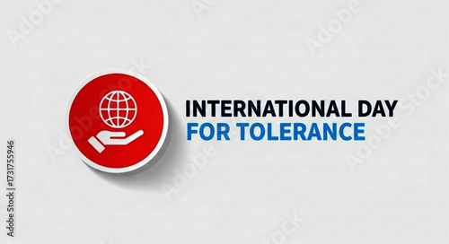 Red Circle Icon with Globe and Hand Symbolizing International Tolerance Day