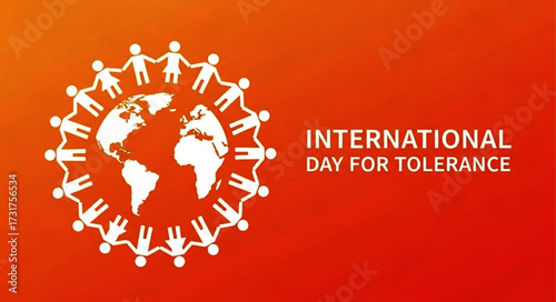 International Day for Tolerance: White World Globe Surrounded by People Holding Hands