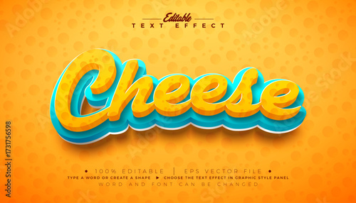 Cheese Text Effect Design Editable Vector Graphic Style with 3d Holey Lettering on Yellow Background. Premium Typography Mockup Illustration Template for Greeting Card, Flyer, Banner, Celebration Post