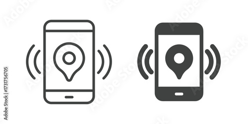 Location alert Icon. Line and glyph solid icon