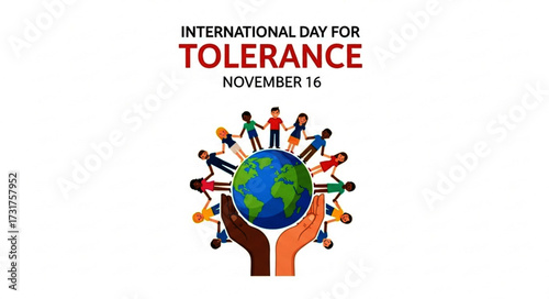 Diverse People Holding Hands Around the World, Unity and Tolerance Concept