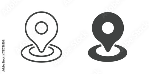 Active Location Icon. Line and glyph solid icon