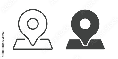 Simple Location Pin Icon on a Map Icon. Line and glyph solid icon