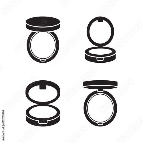 Compact Powder Solid Makeup Icons Collection