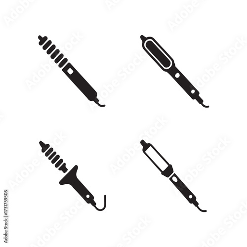 Curling Iron Solid Hair Salon Icons