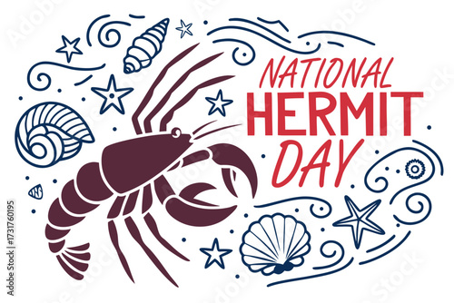 NATIONAL HERMIT DAY vector illustration