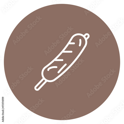 Sausage on a Stick icon vector image. Can be used for Festa Junina.