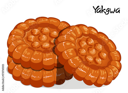 Stacked Yakgwa Illustration - Traditional Korean Honey Cookies (Gwajul) for Holiday and Celebratory Snacks