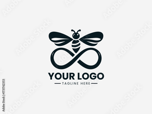 Elegant royal bee queen vector logo with ornate crown and majestic wings for luxury brand