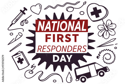NATIONAL FIRST RESPONDERS DAY vector illustration