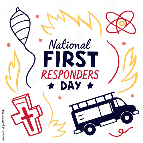 NATIONAL FIRST RESPONDERS DAY vector illustration