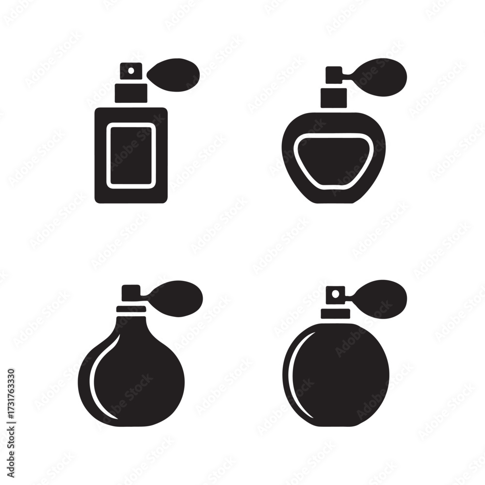 Obraz premium Perfume Spray Bottle Solid Icon Set