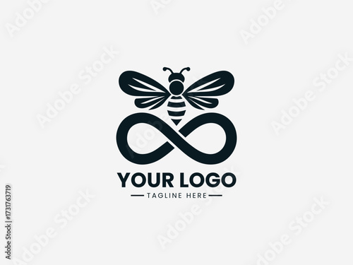 Elegant royal bee queen vector logo with ornate crown and majestic wings for luxury brand
