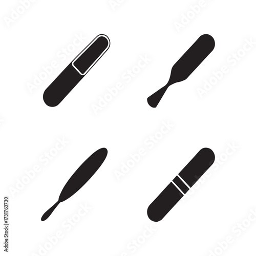 Nail File Solid Cosmetic Icons Pack