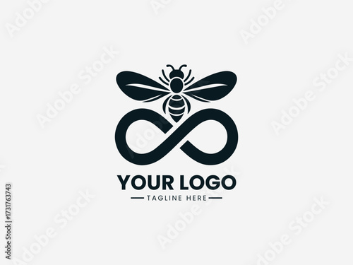 Elegant royal bee queen vector logo with ornate crown and majestic wings for luxury brand