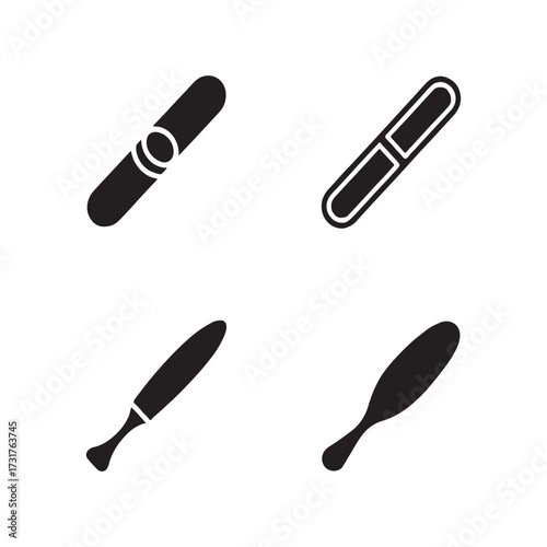 Nail File Solid Manicure Icons Bundle