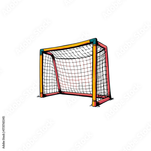 Stylized Soccer Goal Illustration for Sports and Recreation Design