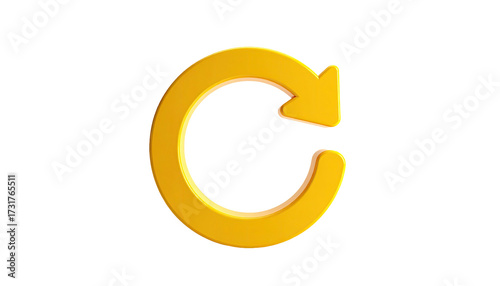 A golden curved arrow in a loop shape on a black background, isolated